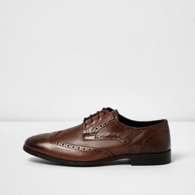 Brown leather formal brogues